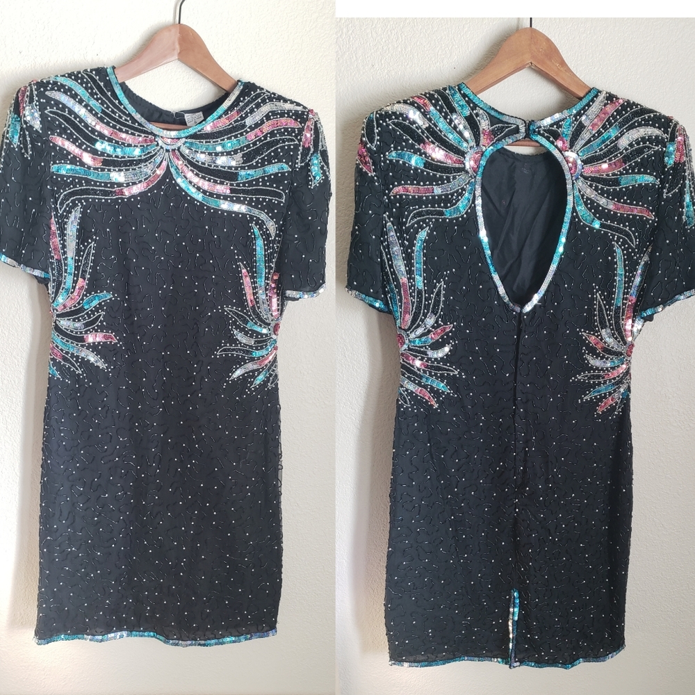 Beautiful Vintage Sequin And Beaded Dress